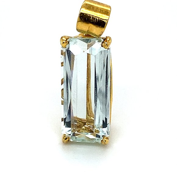 Aquamarine 8.10ct Solid 18K Yellow Gold Pendant - Picture 1 of 6